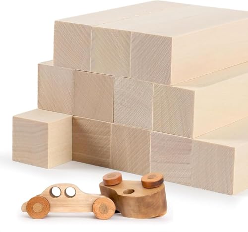 Minnhua 12PCS Holzblöcke zum Schnitzen Schnitzholz Linde Lindenholz Zum Schnitzen Linde Basswood zum Holzschnitzen Holzblock 10 x 2.5 x 2.5 cm Schnitzset Balsa Holzblöcke für Kinder Erwachsene DIY