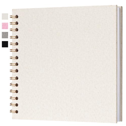 Hiwhy Fotoalbum zum Selbstgestalten 20,5x20,5 cm Scrapbook Fotobuch Weiße Seiten 20 Blätter, Beige