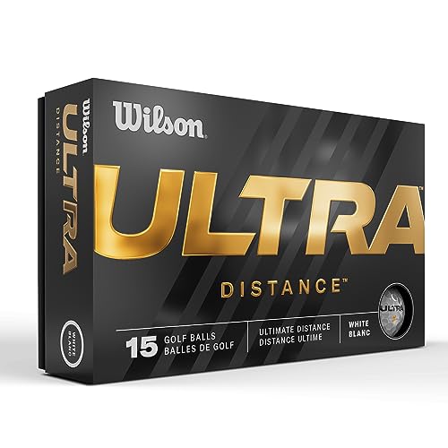Wilson Staff Golfbälle, Ultra Distance, Zweiteiliger Golfball, 15 Bälle, Weiß