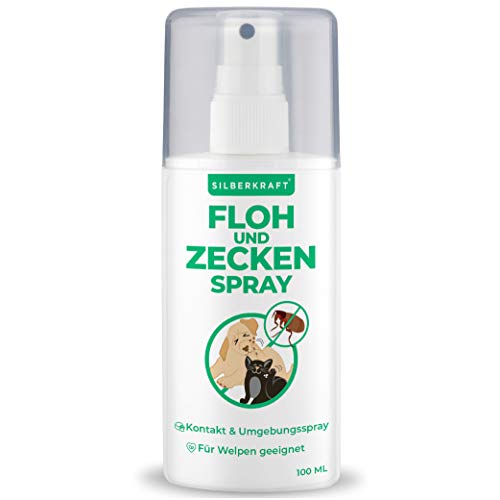 Silberkraft Floh - und Zeckenspray 100 ml für Hund, Katze und andere Haustiere - ideales Anti-Zecken Mittel - gegen Flöhe, Zecken, Parasiten, Ungeziefer