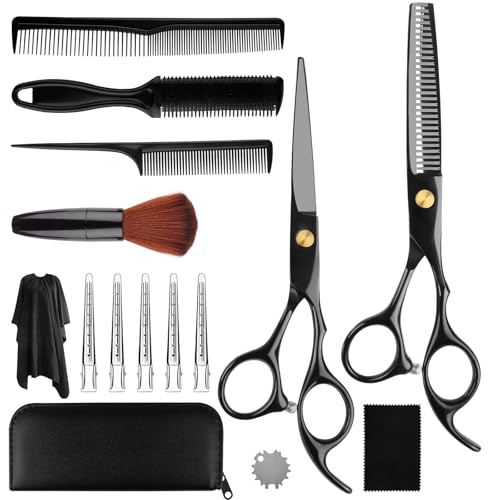 NVIYAM Friseurschere Set, 15 Stücke Haarschneideschere Profi Set, 6,7 Zoll Haarschneideschere, Professionelles Effilierschere Set für Damen Herren Kinder Familie Friseursalon