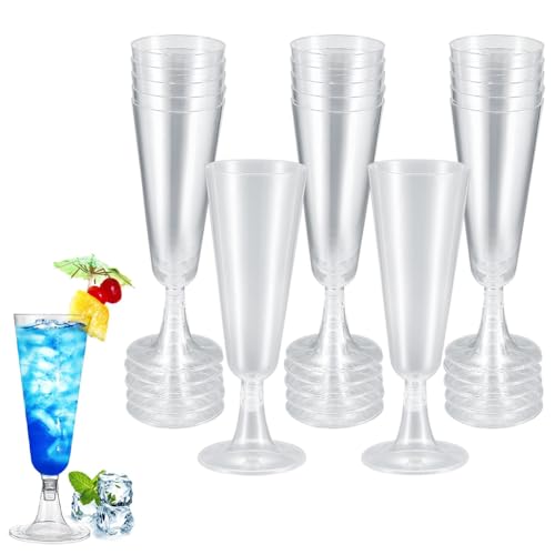 YZDZSW Sektgläser Plastik, 25 Stück 160ml Mehrweg Sektgläser Champagnergläser Mimosa für Sektempfang Hochzeit Geburtstag Picknick Party(Silber)