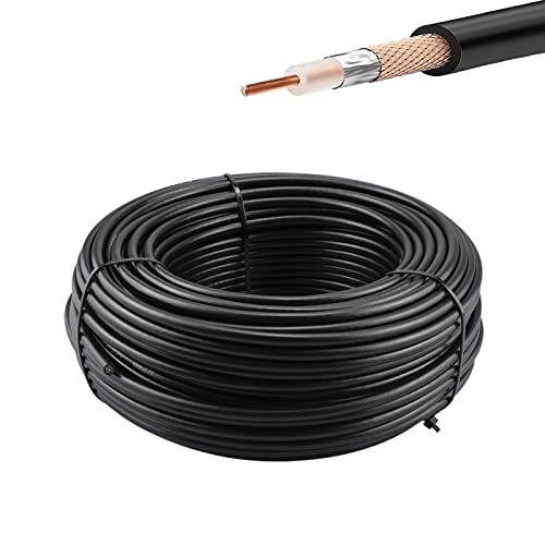 urcianow RG58 Koaxialkabel 50 Ohm RG58 Niedriger Verlust Kabel RG58 50 Meter Verlängerungskabel RG58 Einzel Kupfergeschirmt 50 Meter für CB-Antennen Satelliten TV
