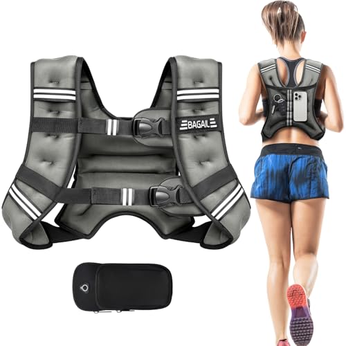 BAGAIL Gewichtsweste für Krafttraining, Brustumfang einstellbar, praktische Tasche, Gewichtswesten aus Eisensand, ideal für Fitnessstudio-Workouts, Yoga-Training und Aerobic-Übungen