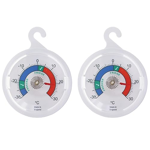 Doppelpack Kühlschrankthermometer Zifferblatt Kühlschrank Thermometer, 65 mm Zifferblatt Kühlschrank Gefrierschrank Thermometer mit farbigen Zonen