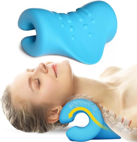 HADSOMUN Nacken-und Schulter-Relaxer,tragbares zervikales Traktionsgerät - und Schulter-Relaxer, zervikales Nackentraktionsgerät, Kissen zur Linderung von Kiefergelenksschmerzen und Muskelentspannung