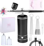 Daakro Wireless Airbrush Set with Air Compressor, Portable Handheld Cordless Mini Rechargeable Air Brush for Makeup, Cake Decoration, Nail Art, Tattoos, and Face Painting