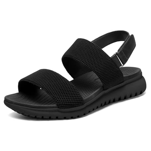 Damen Sandalen Backstrap Sandal Sommer Peep-Toe Walking Sandale,Alles Schwarz,42 EU