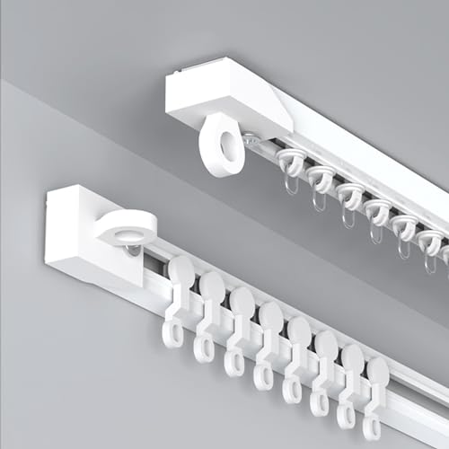 Selbstklebende Vorhangschiene 1 5 m Decken- oder Wandmontage, kein Bohrer, Raumteiler, Nut, einfach zu installieren Vorhangstangesystem, ideal für Wohn- und Büroeinrichtungen