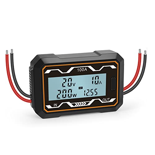 DC Power Meter Watt Meter Energy Analyzer 0 Bis 60V 100A 150A 200A Hochgenauige Backbeleuchtung LCD -Display mit Zusätzlicher Großer Schrift für DIY -Batterieantriebsgeräte (100A)