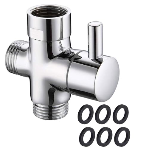 3 wege umschaltventil 4 Punkte, Umschaltventil Dusche, Umstellventile Ventil Umschalter Massives Messing Brause Dreiwegeventile Adapter Umstellventil Duschsystem Ersatzteil, Chrom Poliert