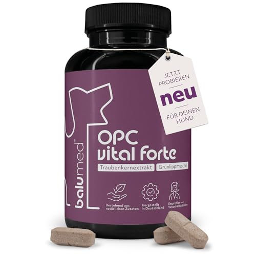 balumed® OPC vital forte - 120 Tabletten für Hunde mit Traubenkern-Extrakt, Schutz vor freien Radikalen & oxidativem Stress, für Haut, Herz-Kreislauf, Immunsystem & Augen, entzündungshemmend