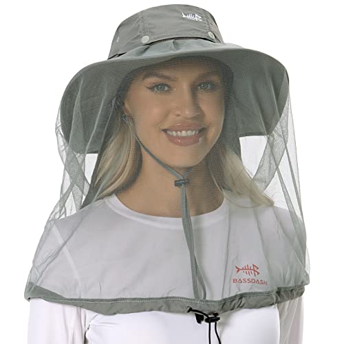 Bassdash UPF 50+ Moskito Sonnenhut mit verstecktem Kopfnetz und Nackenschutz für Herren Damen Angeln Wandern Camping