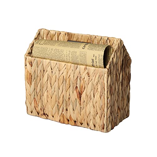 YAHUAN Aufbewahrungskörbe aus natürlichem Wasserhyazinthe, geteilter Zeitschriftenkorb, Zeitschriften- und Zeitungsbuchhalter für Badezimmer, Büro, Boden (Wasserhyazinthe)