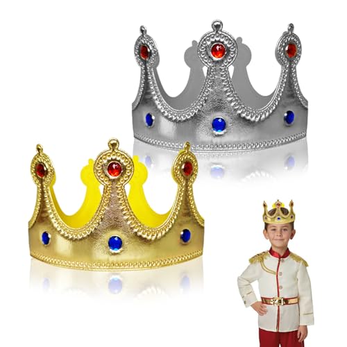 XNIVUIS Gold Silber König Kronen für Kinder Erwachsene Prinz Dress Up Tiara,Prinz Dress Up Tiara,Geburtstag Party Hut,Geburtstag Party Krönung Dekoration Supply für Feiertag Festival Party (2 Stück)