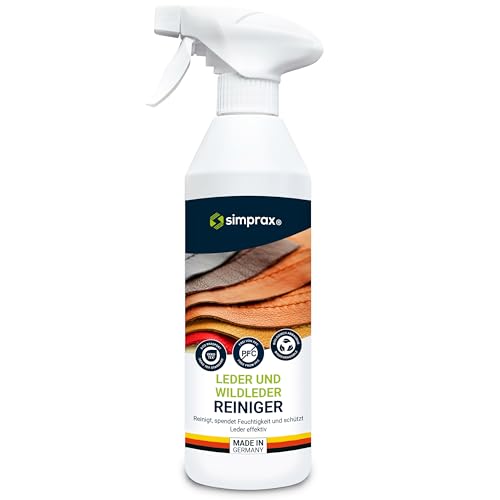 SIMPRAX Leder reiniger für Wildleder, Glattleder, Rauleder, Schuhe, Jacken oder Rucksack I PFC Frei, 500 ml