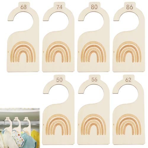 7 Stück Baby Größentrenn,baby kleiderschrank,babyschrank,größentrenner baby,Baby Größentrenner aus Holz, baby kleiderschrank teiler, Babykleidungsorganizer, Konfektionsgrößen 50-86