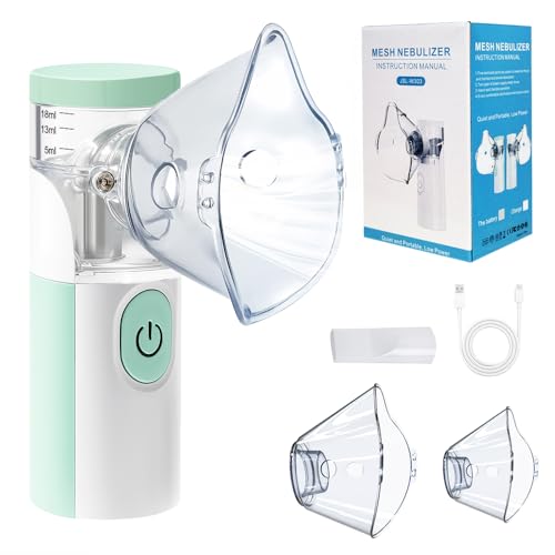 Inhalationsgerät Maschine für Erwachsene, Wiederaufladbare Tragbare Inhaliergeräte für Erwachsene und Kinder, Leise Inhalator für Kinder (Grün und Weiß)
