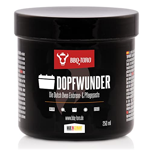 BBQ-Toro DOPFWUNDER - Die Dutch Oven Einbrenn- & Pflegepaste I 250 ml I Paste für Pflege von Gusseisen Grillzubehör I Einbrennpaste auch für Grillrost, Grillplatte, Grillpfanne und mehr