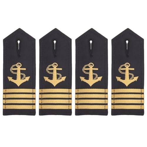 WEBEEDY 2 Paar Schulterklappen Epauletten Hartfaserplatte Anker Schulterklappen Abzeichen Epauletten Captain Mate Marine Flotte Admiral Uniform Abzeichen Schieber Cosplay Epauletten Schieber