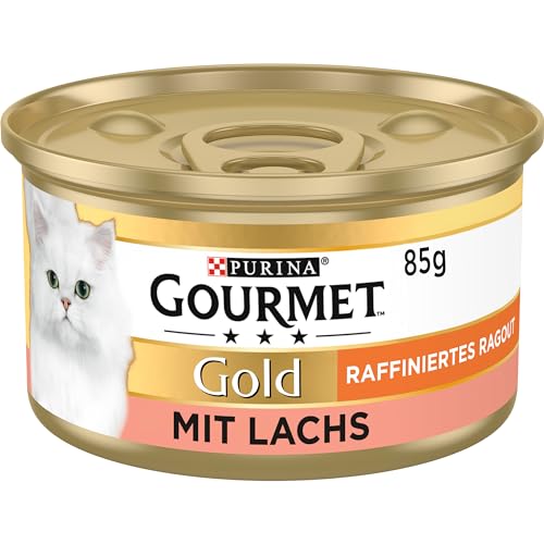 Gourmet PURINA GOURMET Gold Raffiniertes Ragout Katzenfutter nass, mit Lachs, 12er Pack (12 x 85g)