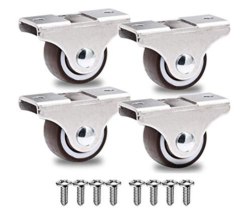 GBL Möbelrollen Schwerlast + Schrauben - 25mm 40KG - 4 Rollen klein ohne Möbel Bremse - keine Spuren & Leise - Schwerlastrollen Transportrollen für Palettenmöbel. Gummi,Pu