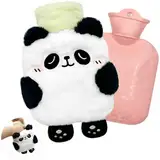 YeahBoom Wärmflasche Kinder,Panda Wärmflasche mit Handwärmerbezug,Wärmflasche mit Bezug Flauschig,Abnehmbare und Waschbare Wärmflasche,Premium Wärmflasche,Geprüft und Frei Von Schadstoffen
