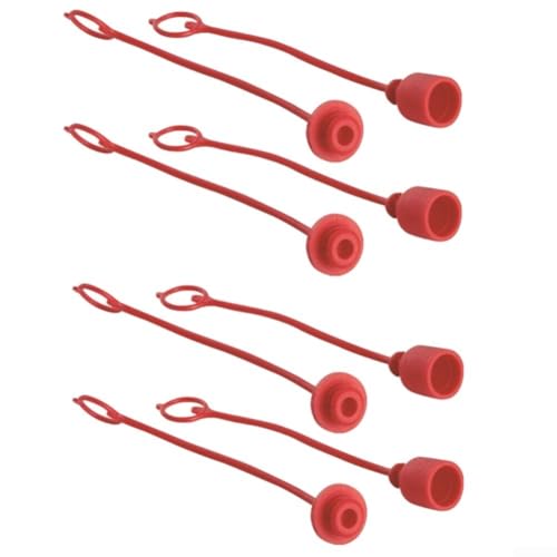 Staubkappe für hydraulische Kupplung, 4 Sätze ISO7241-B Hydraulikkupplung, Staubkappe, 6,35 mm männlich, weiblich, rotes Gummi-Ersatzteil für Industrie (1/2 Zoll)