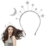 Stern Mond Stirnband, Geburtstagsfeier Sterne Mond Stirnband, Pailletten Kaarreif Silber, Unisex Haarband, Geburtstagsfeier Haarband Glitzer Haarschmuck