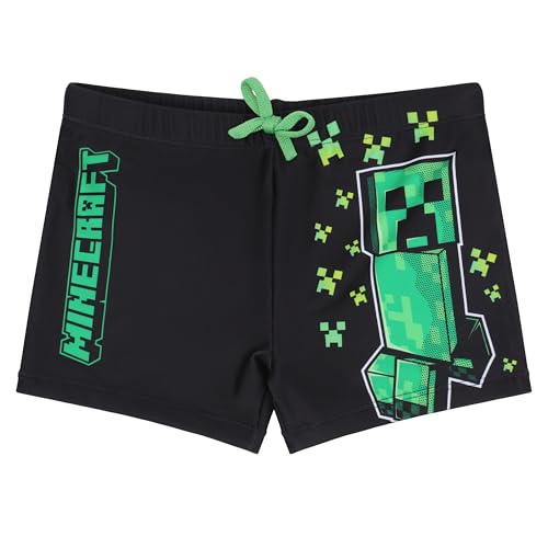 Minecraft Badeshort Badehose Schwimmhose Jungen Creeper (DE/NL/SE/PL, Numerisch, 134, Regular, Creeper)