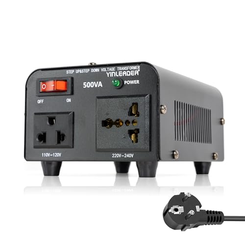 Yinleader 500W 230V bis 110V USA Spannungswandler Ringkern-Transformator 500VA - In: 110V oder 220V / Out: 110V und 220V
