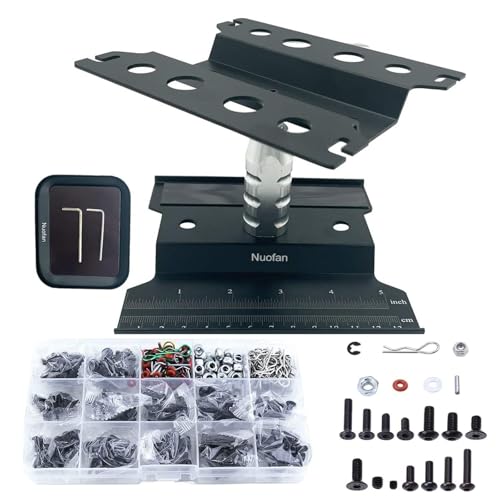 Aluminium RC Auto Reparatur Arbeitsständer Reparatur Werkzeugset 360 Grad Drehung und 610 Stück RC Schrauben Kit für 1/8 1/10 1/12 1/16 1/18 RC Auto LKW Waage Crawler (RC Arbeitsständer + RC Schrauben
