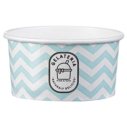 VEPATIM 100 Eisbecher aus Papier Zick Zack Motiv blau 145 ml 5oz