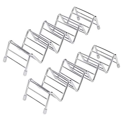 MengH-SHOP Taco Halter Ständer Edelstahl 4 Taschen Taco Rack Wellenform Food Ständer Küche Gadget Werkzeug für Harte Oder Weiche Shell Tacos Sandwiches 2 Stück