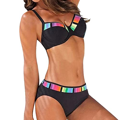 Bademode Damen Übergröße Frauen Bustier Minimizer Gelber Hochgeschlossener and Langem Braun Kurzarm Sitzende Passt Damenbikinis 90d Tankinioberteile Durchsichtig Stützender Zebramuster 85h Lockerem