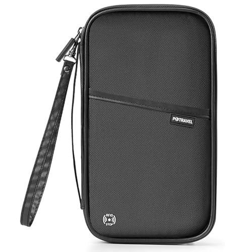Aucuu Reisepass Tasche Familie, Reisepass Schutzhülle, Reiseorganizer mit RFID-Blocker, Reiseunterlagen Organizer, Tragbare Reisepasshülle Ausweistasche für Kreditkarten Reisedokumente Flugtickets