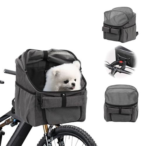 BigKing Fahrradtasche für Haustiere, Fahrradkorb vorne für Hunde, Faltbarer Fahrradkorb, geeignet für Outdoor-Reiten und Camping mit Haustieren