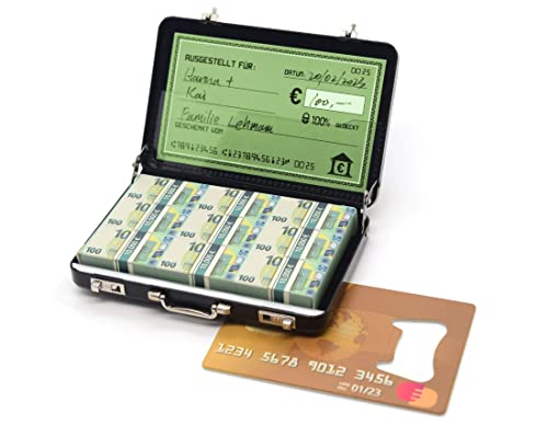ASVP Shop Geldkoffer zum Geburtstag oder als Verpackung für Gutscheine - Mini Aktenkoffer aus Aluminium mit Schnappverschluss als Hochzeitsgeschenk und Grußkarte - Ideal als Geschenk (Black)