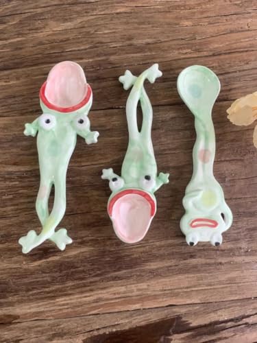 Großer Mund hässlicher Frosch-Keramiklöffel, lustiger Keramik-Löffel, Küchenhelfer, es ist so hässlich, dass Sie nicht einmal damit essen können, verwenden Sie es als seltsames Geschenk für jemand