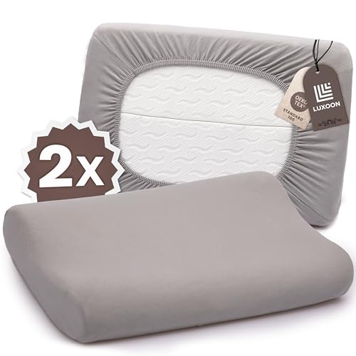 Luxoon Kissenbezug für Gesundheitskissen – 95% Baumwolle / 5% Elasthan, Atmungsaktiv und Hautfreundlich, Waschbar, Für Komfort und Hygiene 2er Pack 30-45 x 50-65 cm, Grau