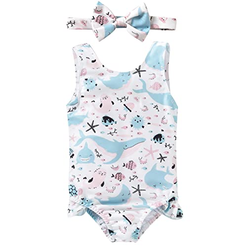 Baby-Badeanzug-Junge Mode Kinder 02Y Geraffte Kleinkind Cartoon Print Badeanzug Sommer Mädchen Bademode Kleidung Baby Mädchen Bademode Bikini Gr. (White, 0-6 Months)