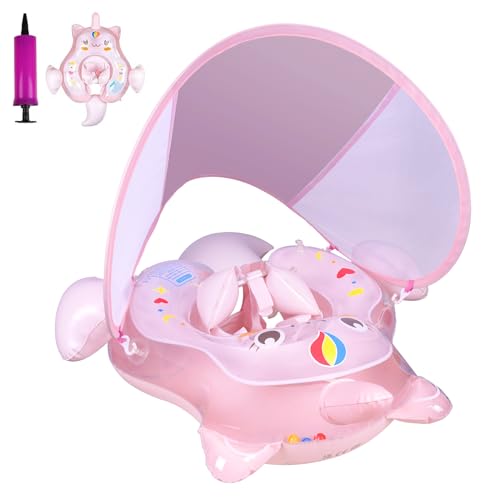 Schwimmring Baby, Aufblasbarer Baby-Schwimmkörper mit Sicherheitssitz, Lustiges Wasserspielzeug für 3 6 9 12 Monate Babys, Einhorn-Schwimmring(S)