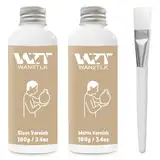 WAN2TLK Air Dry Clay Glaze-Set, glänzender und matter Lack für Töpferton (je 100 ml) mit Pinseln, glasuren für ton lufttrocknend, ton glasur ohne brennen, wasserdicht, kratzfest