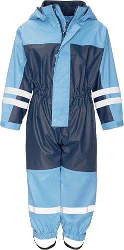 Playshoes Unisex Kinder Regen-anzug Mit Fleece-futter Warmer Wasserdichter Matschanzug Regenbekleidung, Marine Overall, 92 EU