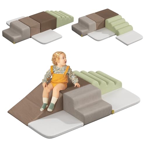 BanaSuper Schaumstoff-Kletterblöcke für Kinder – Baby Soft Climber Spielset, Indoor-Hindernisparcours, Montessori Spielzeug für Kleinkinder, Grobmotorik-Entwicklung, Grau
