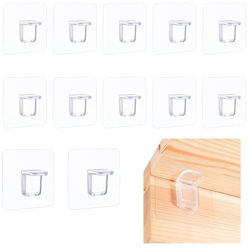tao pipe 12 Stück Schrankboden Träger selbstklebend, Regalbodenträger, Bodenträger, Fachbodenträger ohne Bohren, Halter für Regalbretter, Einlegeboden Kleiderschrank, Schränken, Glashalter,Transparent