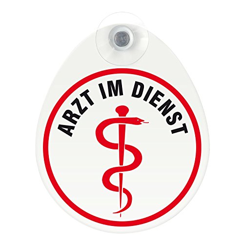 Schild, Autoschild Arzt im Dienst mit Saugnapf, 1,5mm wetterfestes Material 100 x 120 mm groß, von innen oder außen GREEN