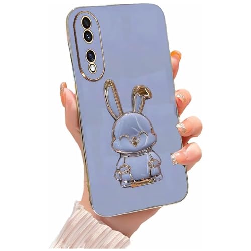Miagon Kaninchen Ständer Hülle für Realme C67,Cute Mädchen Dünn Galvanisierte Schutzhülle Weiches Case Bumper mit Hase Skalierbar Halter Kickständer