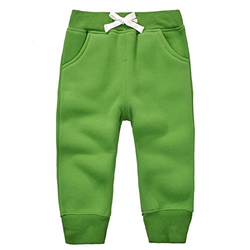 CuteOn Unisex Kinder Elastisch Taille Baumwolle Warm Hose Baby Trousers Unterteile Gras-Grün 2Jahre