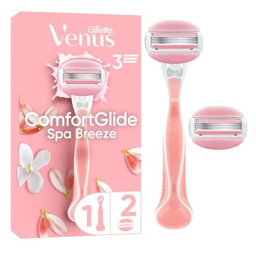 Gillette Venus ComfortGlide Spa Breeze Damenrasierer, 2 Ersatzklingen, rutschfestes, ergonomisches Handstück